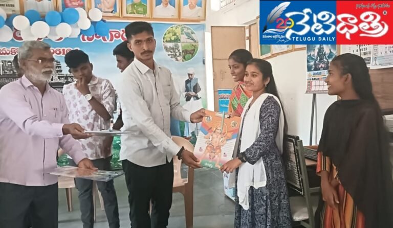 Distribution of exam pads and pens to students..