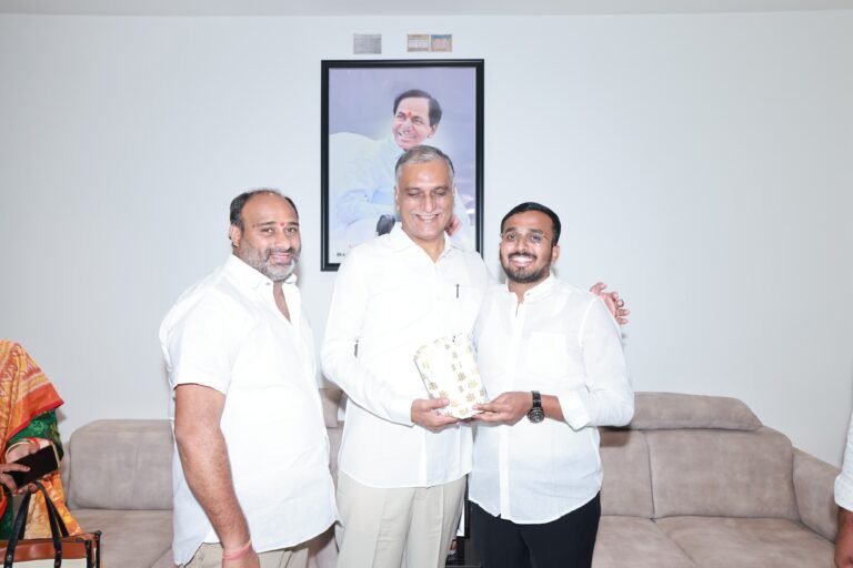 Sai Charan Goud Meets Former Minister Harish Rao in Pathancheru