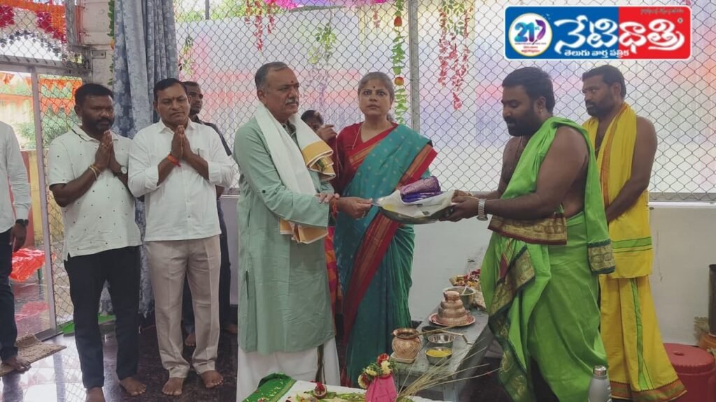 Former MLA Visits Durga Mata Temple in Bhupalpally