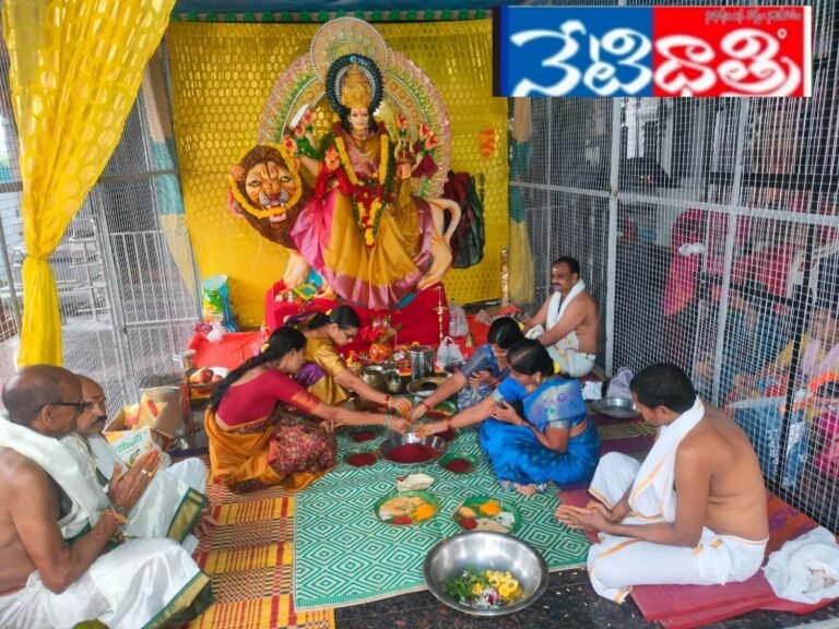 "Durga Mata in Katyayani Avatar Blessed Devotees at Moguillapalli"