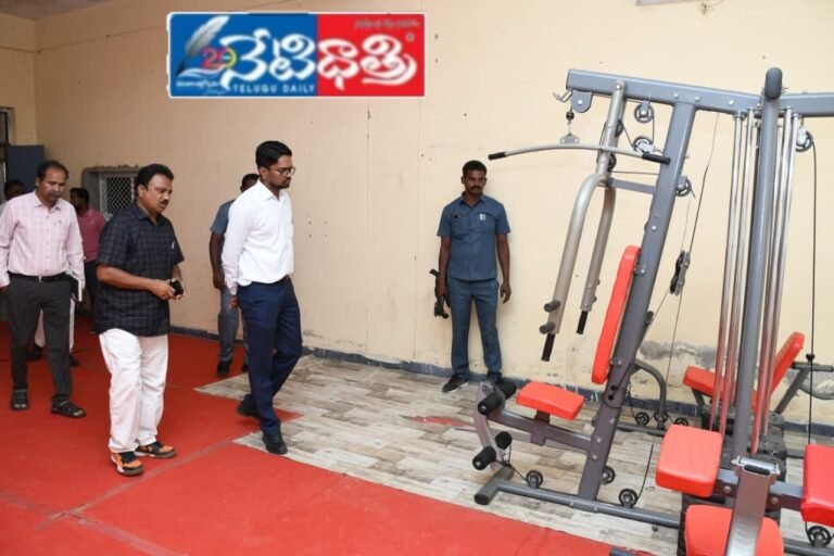 "Collector Inspects Indoor Stadium Works"