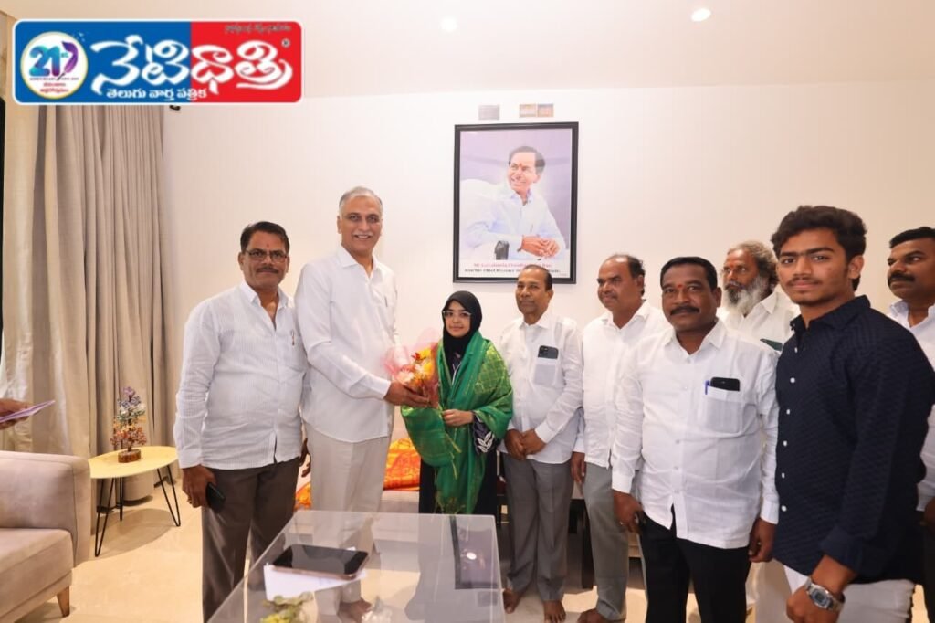 Harish Rao Felicitates TMRIES Student Firdous for MBBS Seat Achievement