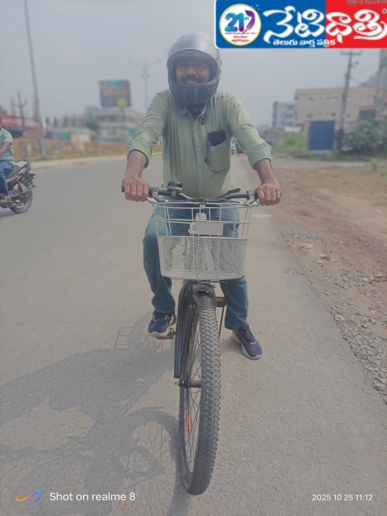 Govt Officer Promotes Road Safety on Cycle