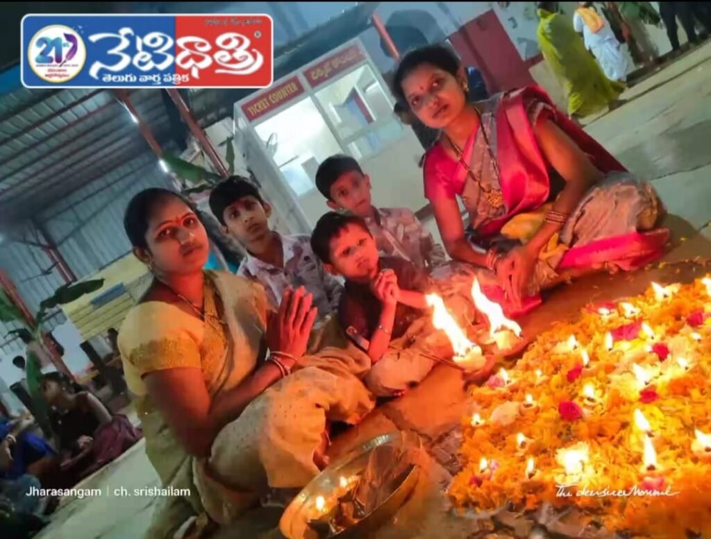 Temple Glows with Karthika Lights at Jharsangam
