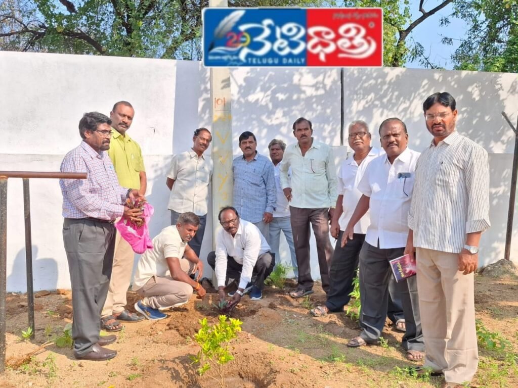 Teachers Plant Trees at Ellur School