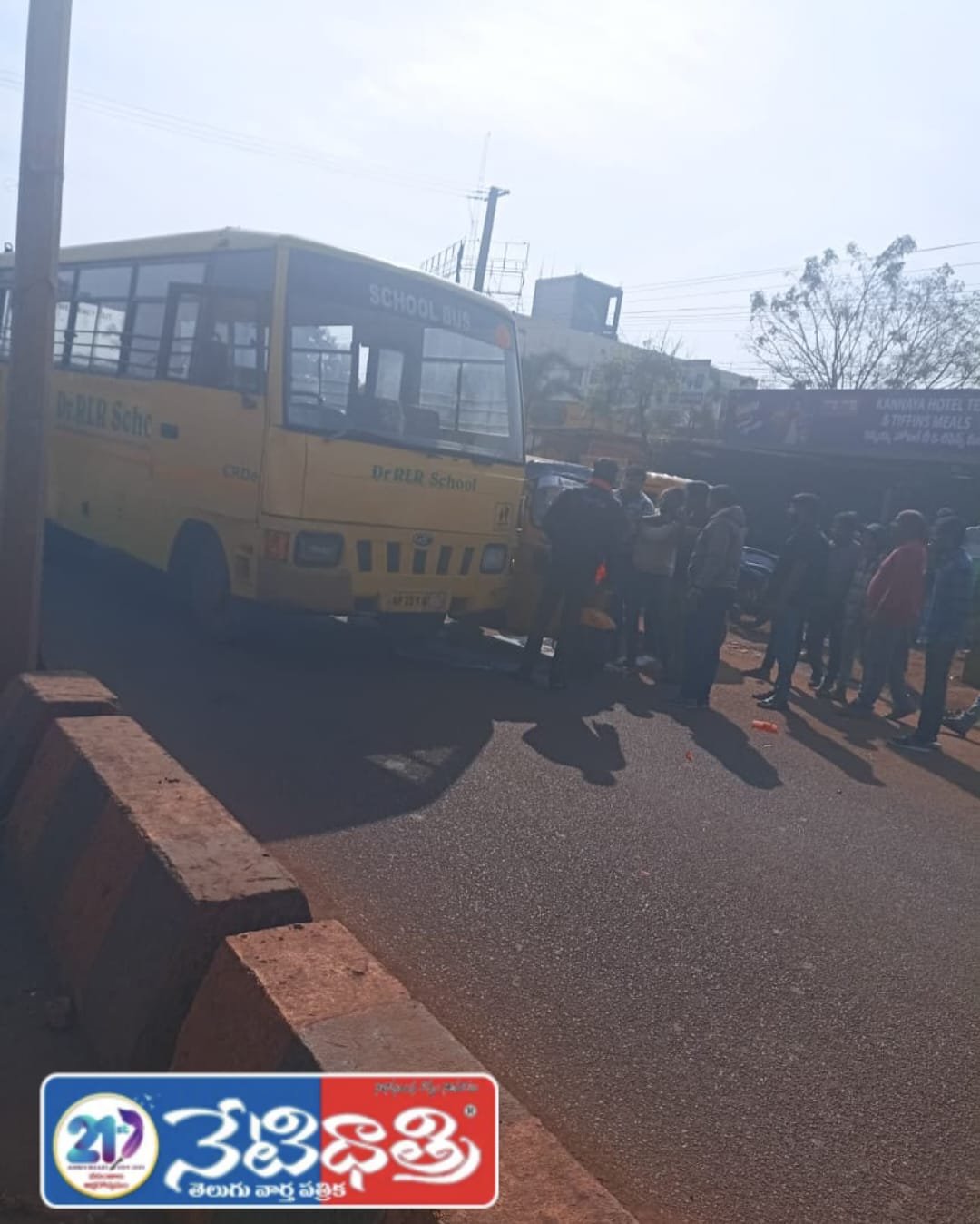 RLR School Bus Involved in Auto Collision in Jalhirabad