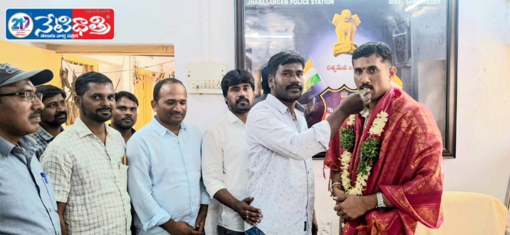 Village Leaders Felicitate SI Kranti Kumar Patel