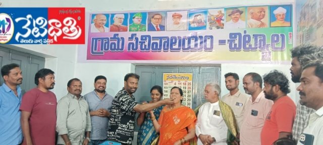 Cine Lyricist Mittapalli Felicitates Sarpanch and Deputy Sarpanch