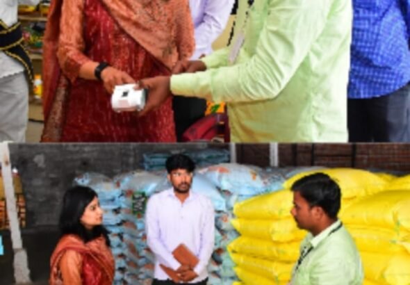 Collector Inspects Fertilizer Shop in Thangallapalli