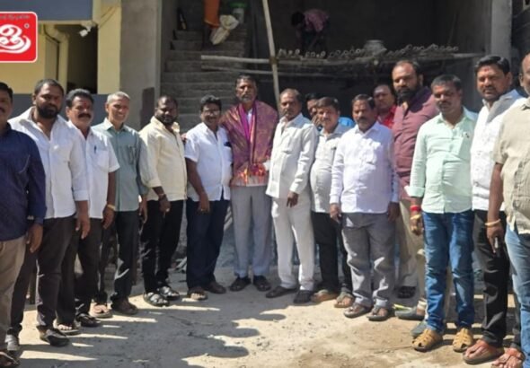 Anjaneyulu Inspects Mallanna Temple Construction